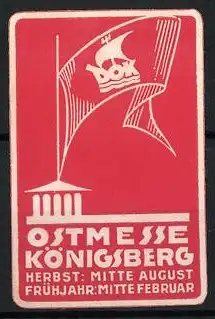 Reklamemarke Königsberg, Ostmesse, Flagge mit Schiffssymbol