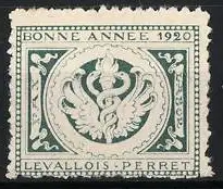 Reklamemarke Levallois-Perret, Bonne Année 1920, Caduceus-Symbol