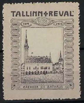 Reklamemarke Reval - Tallinn, Raekoda Rathaus, Rathausabbildung 1919