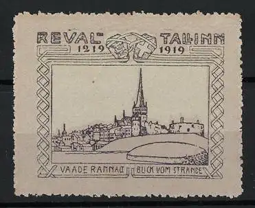 Reklamemarke Reval - Tallinn, 1919, Blick vom Strande, Stadtansicht