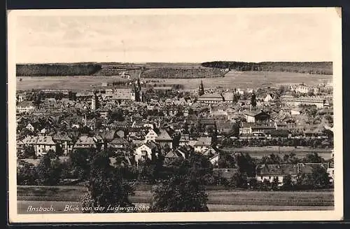 AK Ansbach / Bayern, Blick von der Ludwigshöhe