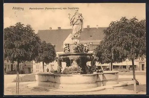 AK Altötting, Marienbrunnen vom Kapellplatz