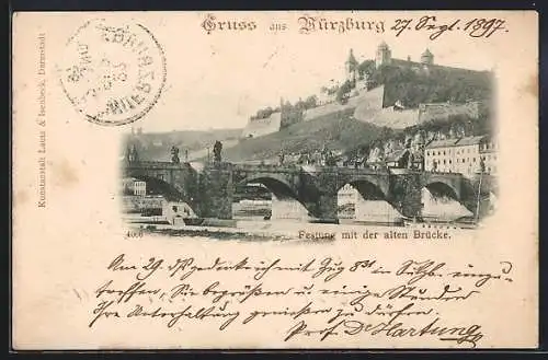 AK Würzburg, Festung mit der alten Brücke