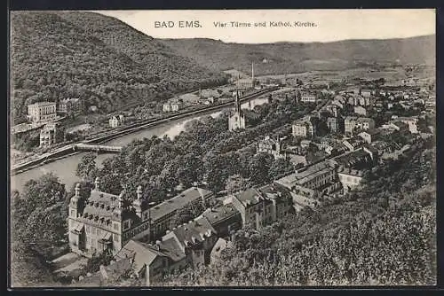 AK Bad Ems, Vier Türme und Kathol. Kirche