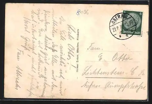 AK München, Isarpartie mit Gebirge