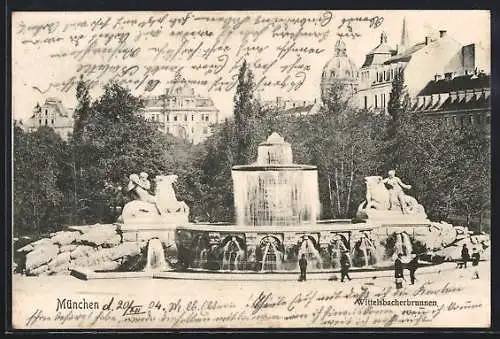 AK München, Wittelsbacherbrunnen im Park