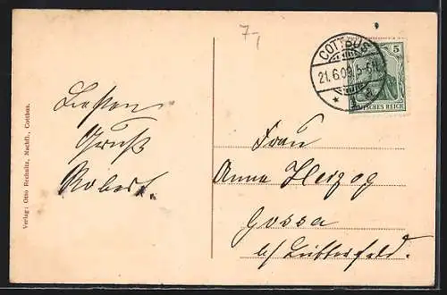 AK Cottbus, Sprembergerstrasse mit Turm