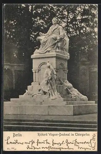 AK Berlin-Tiergarten, Richard Wagner Denkmal im Thiergarten