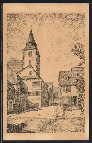 AK Gernsbach i. Murgtal, Oberstadt mit St. Annakirche