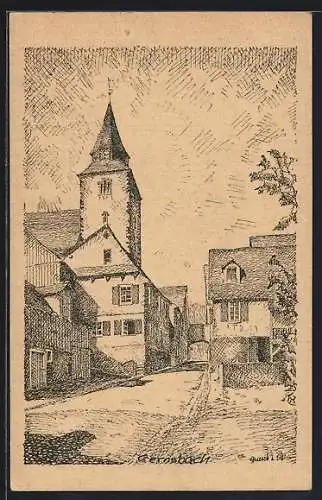 AK Gernsbach i. Murgtal, Oberstadt mit St. Annakirche