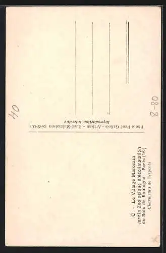 AK Paris, Jardin Zoologique d`Acclimation du Bois de Boulogne, Le Village Marocain
