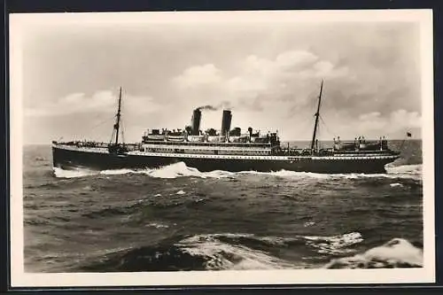 AK Passagierschiff Karlsruhe pflügt durch das Meer, Nordd. Lloyd Bremen