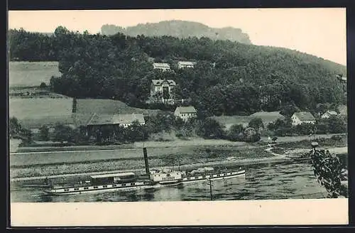 AK Salondampfer Sachsen auf dem Fluss