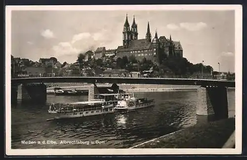 AK Meissen a. d. Elbe, Salondampfer Blasewitz vor Albrechtsburg und Dom