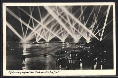 AK Kiel, Scheinwerferspiel der Flotte im Kriegshafen der Kriegsmarine