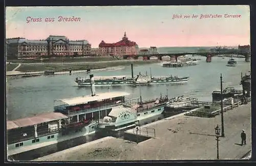 AK Dresden, Blick von der Brühl`schen Terrasse