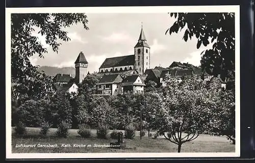 AK Gernsbach, Kath. Kirche m. Storchenturm