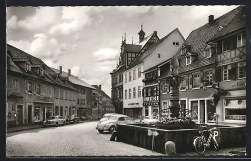 AK Gernsbach im Murgtal, Marktplatz mit VW Käfer