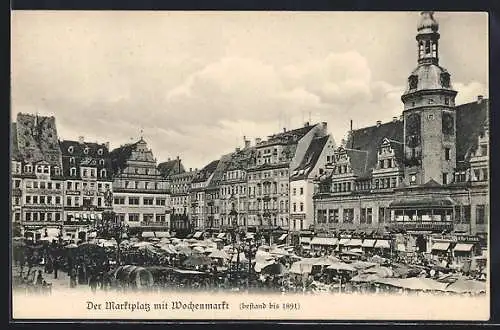 AK Leipzig, Marktplatz mit Wochenmarkt