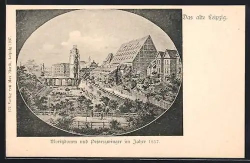 Künstler-AK Leipzig, Moritzdamm und Peterszwinger 1857