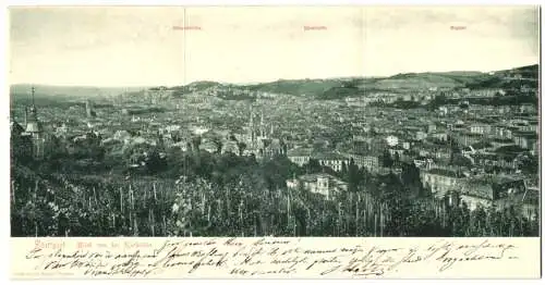 Klapp-AK Stuttgart, Blick von der Karlshöhe auf die Uhlandshöhe, Gänshaide und Bopser