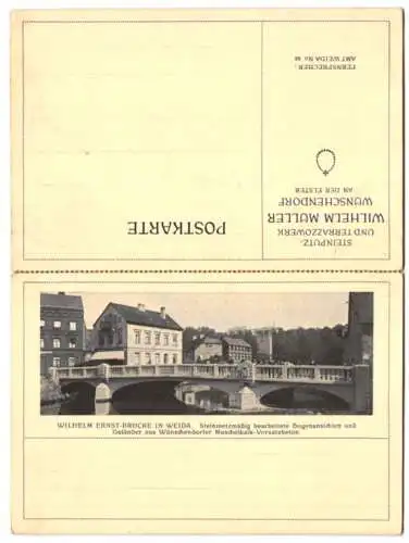 AK Wünschendorf a. d. Elster, Steinputz- und Terrazzo-Werk Wilhelm Müller, Aussichtsturm Wolfshügel bei Dresden