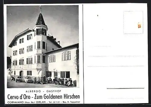 AK Cornaiano /Bz., Gasthof zum goldenen Hirschen, Bes. H. Tappeiner