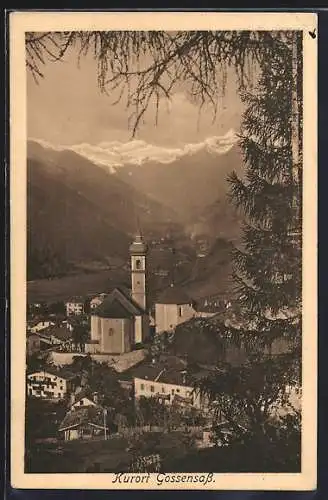 AK Gossensass, Ortsansicht mit Bergpanorama