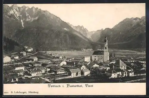 AK Toblach i. Pusterthal, Ortsansicht mit Blick ins Tal