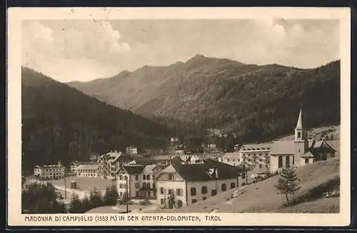 AK Madonna di Campiglio /Tirol, Panorama, Brenta-Dolomiten