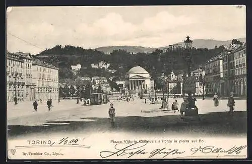 AK Torino, Piazza Vittorio Emanuele e Ponte in pietra sul Po