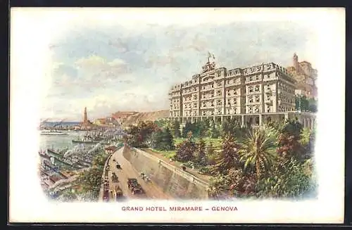 Künstler-AK Genova, Grand Hotel Miramare