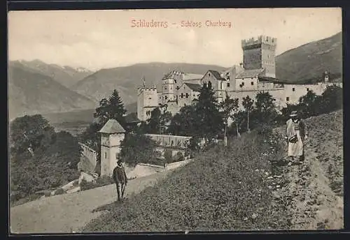 AK Schluderns, Blick auf Schloss Churburg