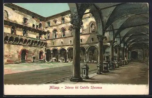 AK Milano, Interno del Castello Sforzesco, Arkaden im Schloss