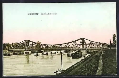 AK Rendsburg, Blick auf die Strassendrehbrücke