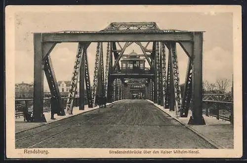 AK Rendsburg, Strassendrehbrücke über den Kaiser Wilhelm-Kanal