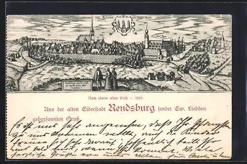 AK Rendsburg, Ortsansicht anno 1584