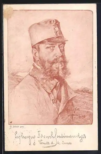 Künstler-AK sign. O. Brück: Erzherzog Joseph Ferdinand in Uniform