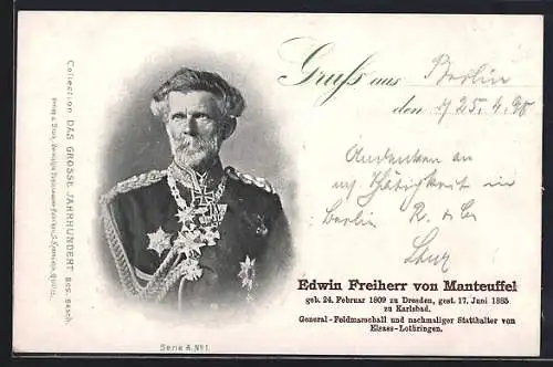 AK Edwin Freiherr von Manteuffel in Uniform