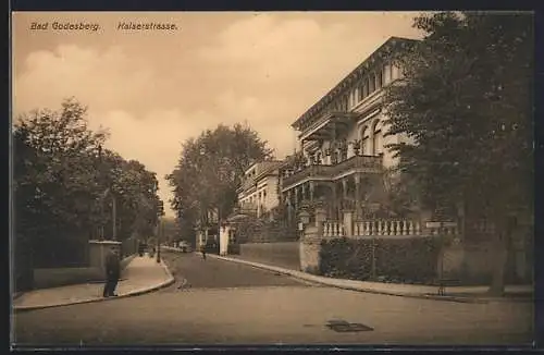 AK Bad Godesberg, Kaiserstrasse mit Villen, von einer Kreuzung gesehen