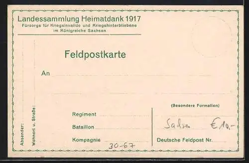 AK Landessammlung Heimatdank 1917, Zitat Friedrich August