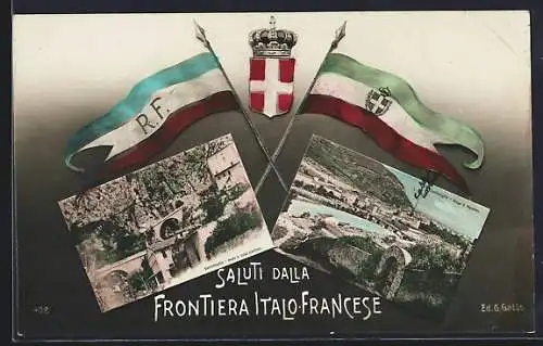 AK Ventimiglia, Frontiera Italo-Francese, Ponte S. Luigi, Borge S. Agostino