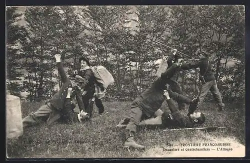 AK Frontière Franco-Suisse, Douaniers et Contrebandiers, L`Attaque