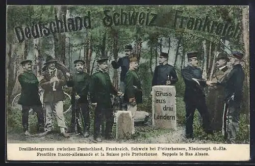 AK Pfetterhausen, Soldaten an der Dreiländergrenze zwischen Deutschland, Frankreich und Schweiz