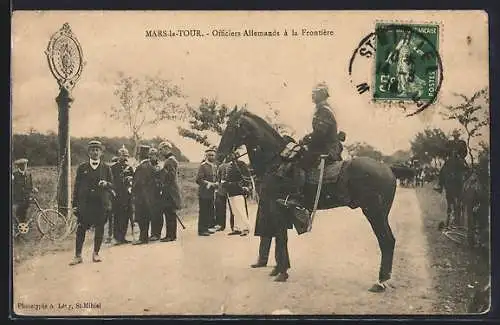 AK Mars-la-Tour, Officiers Allemands à la Frontière