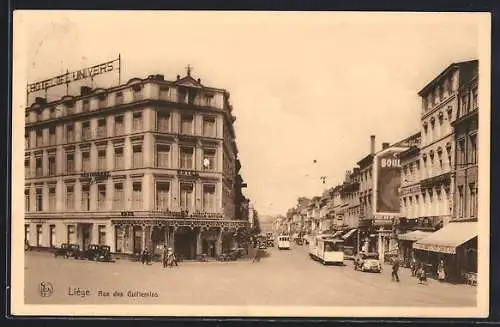 AK Liège, Rue des Guillemins, Strassenpartie mit Strassenbahn