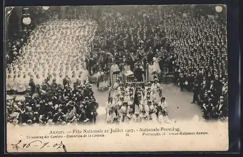 AK Anvers, Fete Nationale 21 Juillet 1907, Exécution de la Cantate