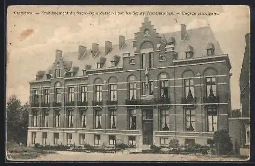 AK Carnières, Etablissement du Sacré-Coeur desservi par les Soeurs Franciscaines, facade principale