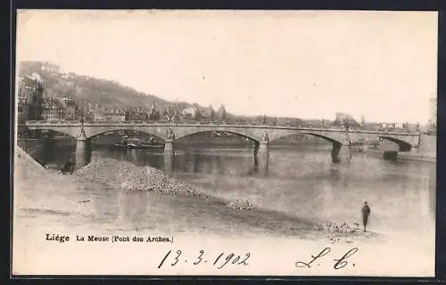 AK Liége, La Meuse, Pont des Arches