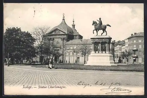 AK Liége, Statue Charlemagne